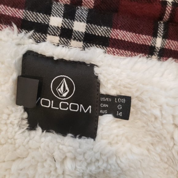 VOLCOM - Jacket with burgundy flannel ,relaxed fit and Sherpa lining f - Picture 11 of 15